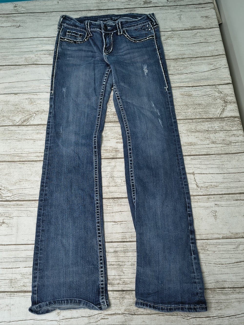 Cowgirl Tuff Hot Stuff Embellished Low Rise Jeans Size 28